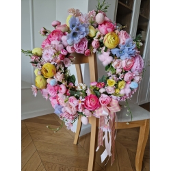 Wianek wiosenny wielkanocny na drzwi Pastelowy Poranek 50 cm